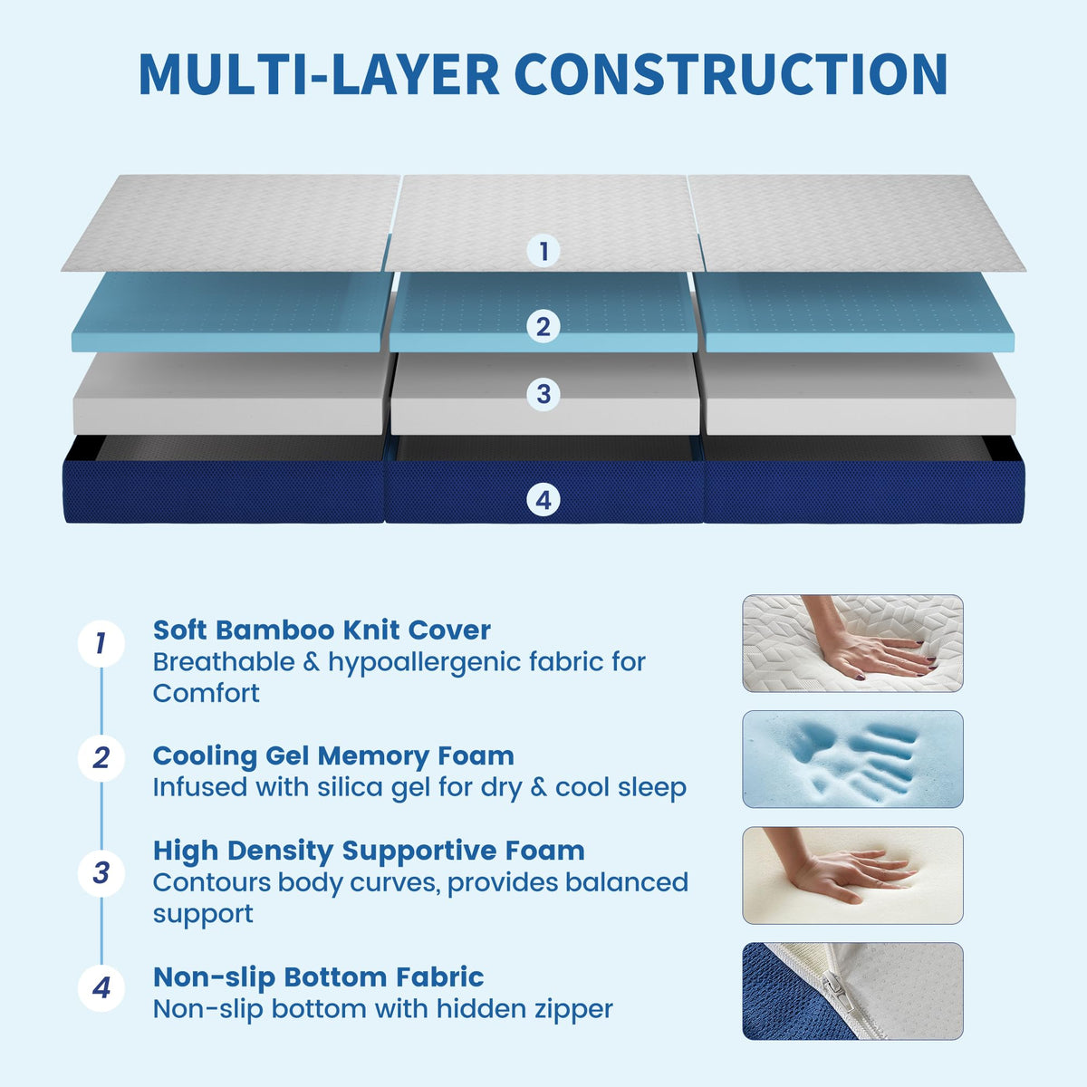 Queen 6 Inch Foldable Gel Memory Foam Mattress W607183