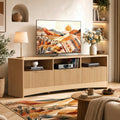 59″ Wide 3 Drawer TV Stand with Open Shelves, Natural Oak O49410