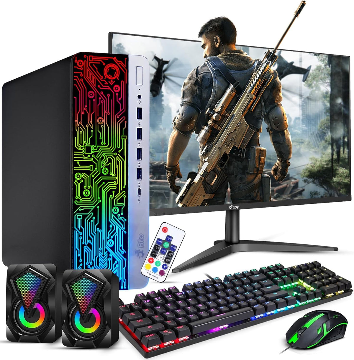 RGB Gaming Desktop PC Intel i5 16GB DDR4 512GB SSD GeForce GT 1030 V1194