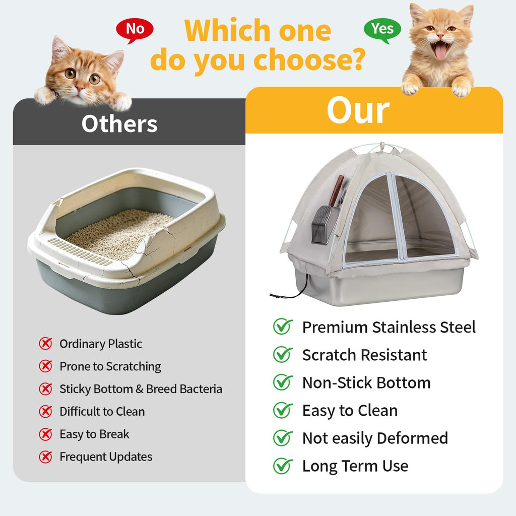 Stainless Steel Extra Large Enclosed Cat Litter Box R956