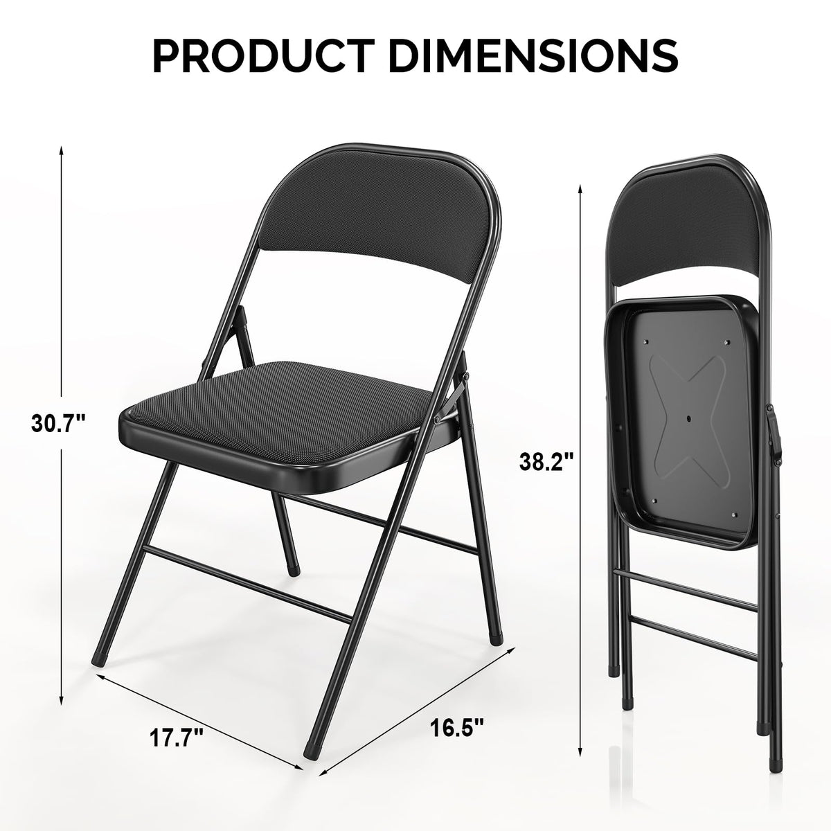 Black Fabric Padded Folding Chairs 10 Pack Z3594
