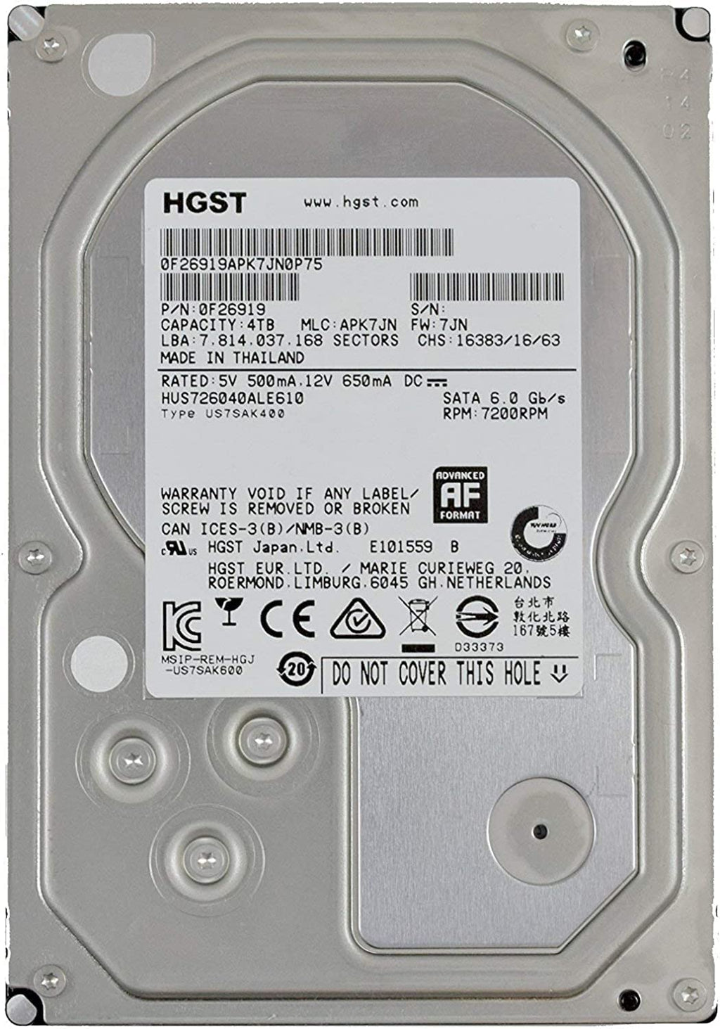 4TB 7200 RPM SATA 3.5" Internal Hard Drive C2529