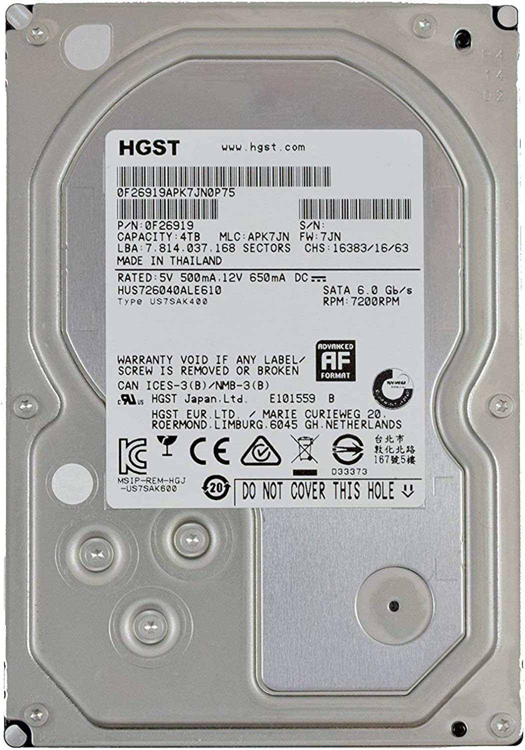 4TB 7200 RPM SATA 3.5" Internal Hard Drive C2529