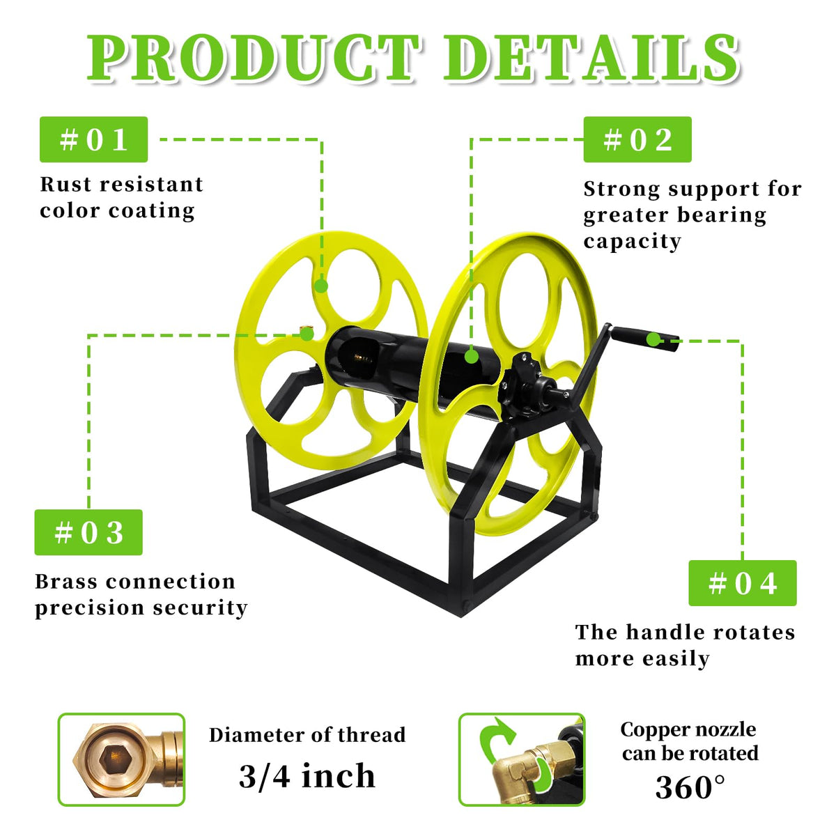 Wall/Floor Mount Garden Hose Reel with Crank N790720