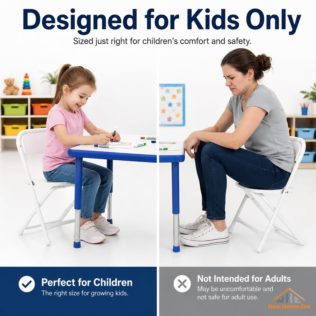 White Kids Plastic Folding Chair with Steel Frame J85137