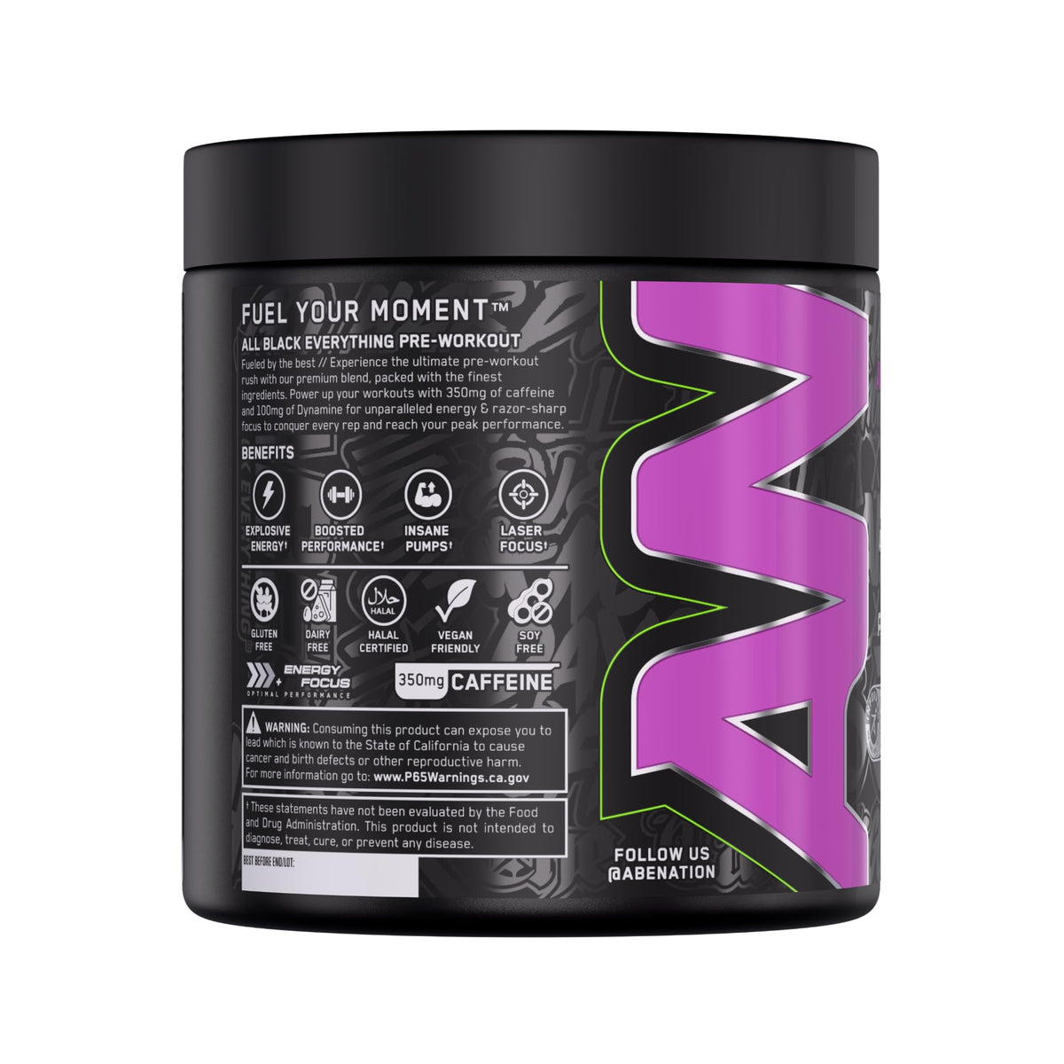 Black Pre-Workout Powder 350mg Caffeine 30 Servings I511991