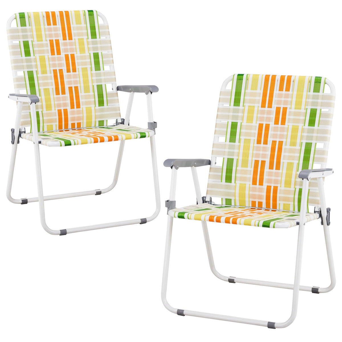 2 Pcs Lightweight Folding Beach Chairs with Armrests Y7380