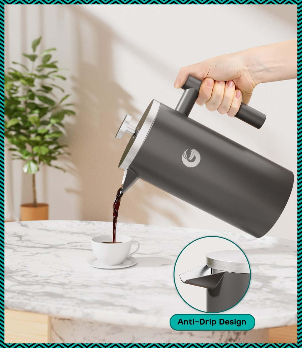 Gray 34 oz French Press Coffee Maker M942