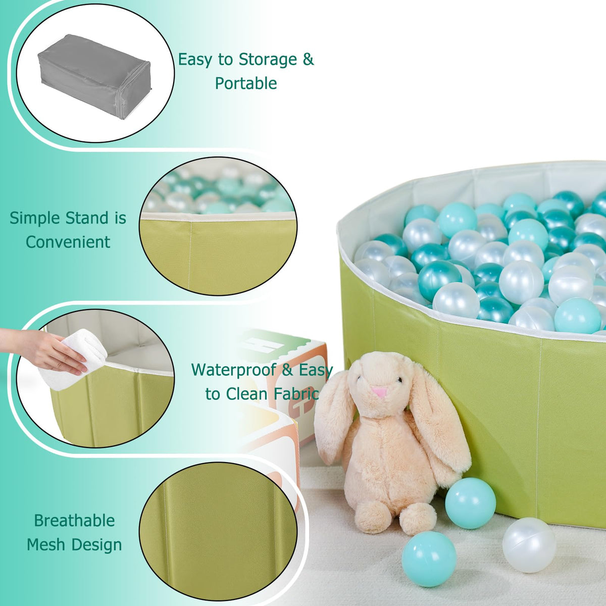 40 Inch Foldable Ball Pit with Storage Bag F864413