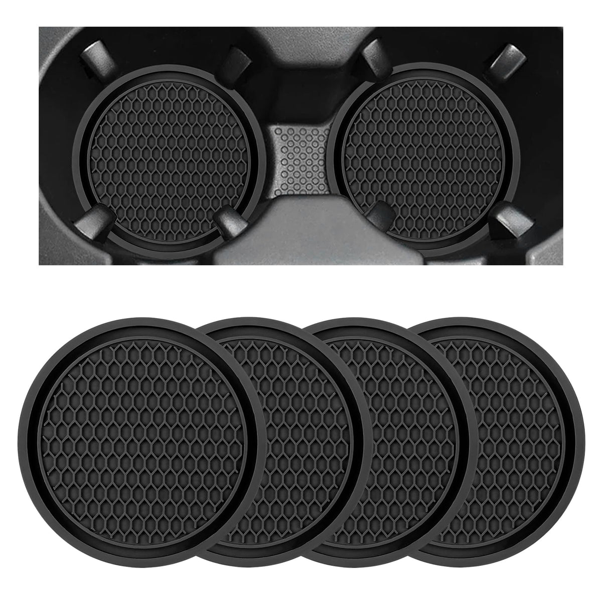 Black Non-Slip Silicone Car Cup Coasters F279