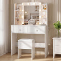 White Vanity Desk with Mirror and Chair Set P8913