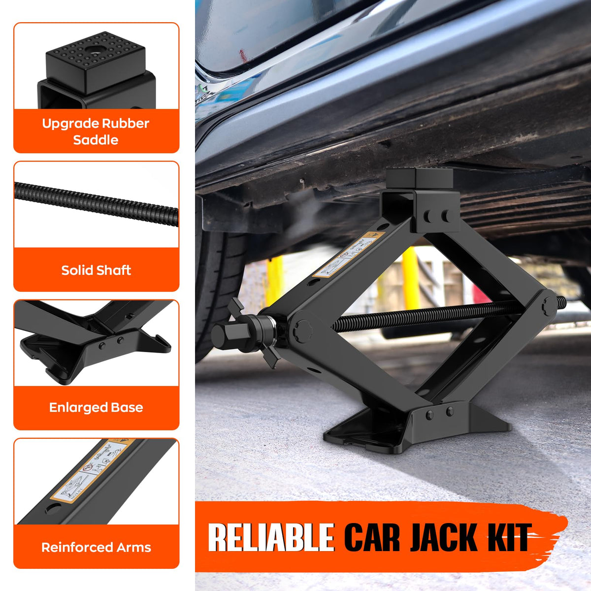 3 Ton Portable Scissor Jack with Lug Wrench L30359
