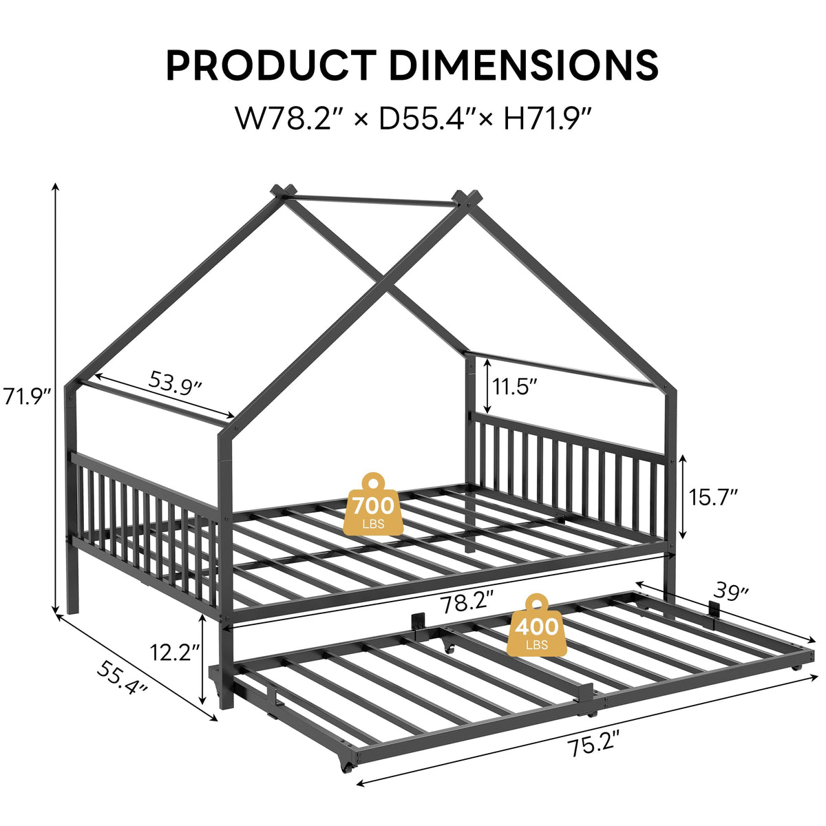 Black Daybed with Trundle C307