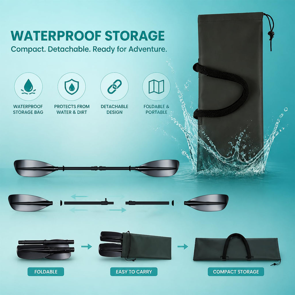 4 Piece Adjustable Kayak Paddle with Storage Bag O574
