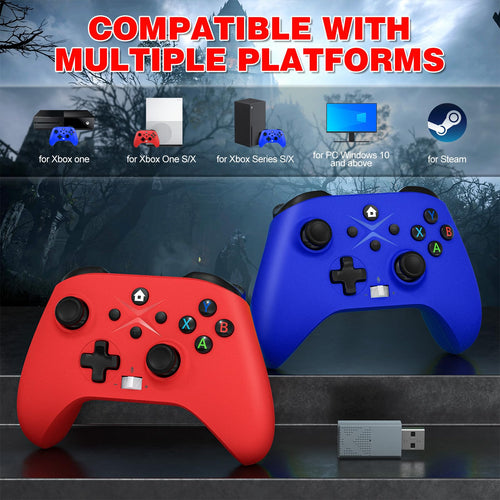 2 Pack Wireless Controller with Turbo Macro Hall Trigger Dual Vibration 3.5mm Audio Jack Built-in Battery 2.4GHz Adapter P6636