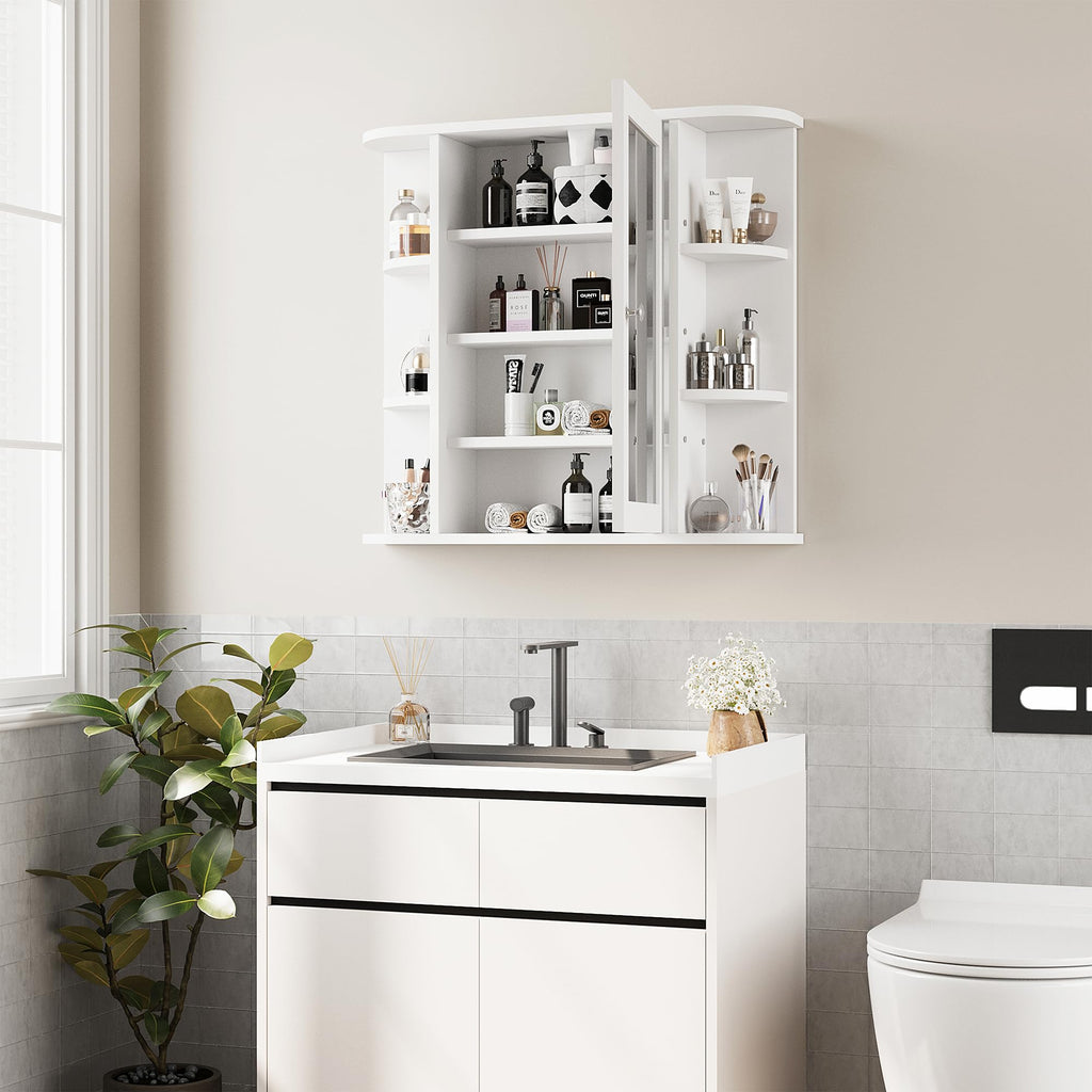 White Wall Mounted Medicine Cabinet with Mirror R800635
