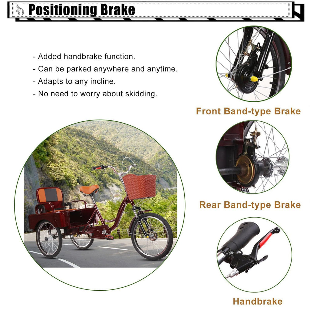 20 Inch 3-Wheel Electric Tricycle with Front Basket & Cargo Carrier E457637