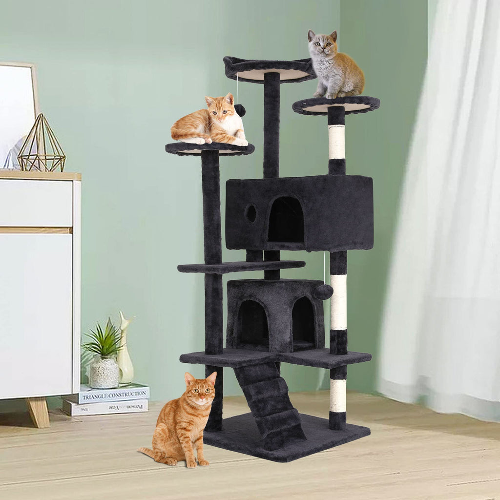 70 Inch Multi-Level Cat Tree with Scratching Post, Condo, Plush Perch I211389