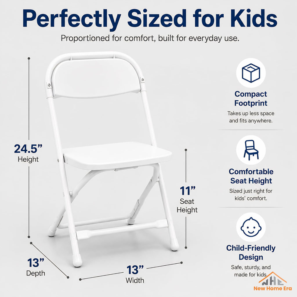 White Kids Plastic Folding Chair with Steel Frame J85137