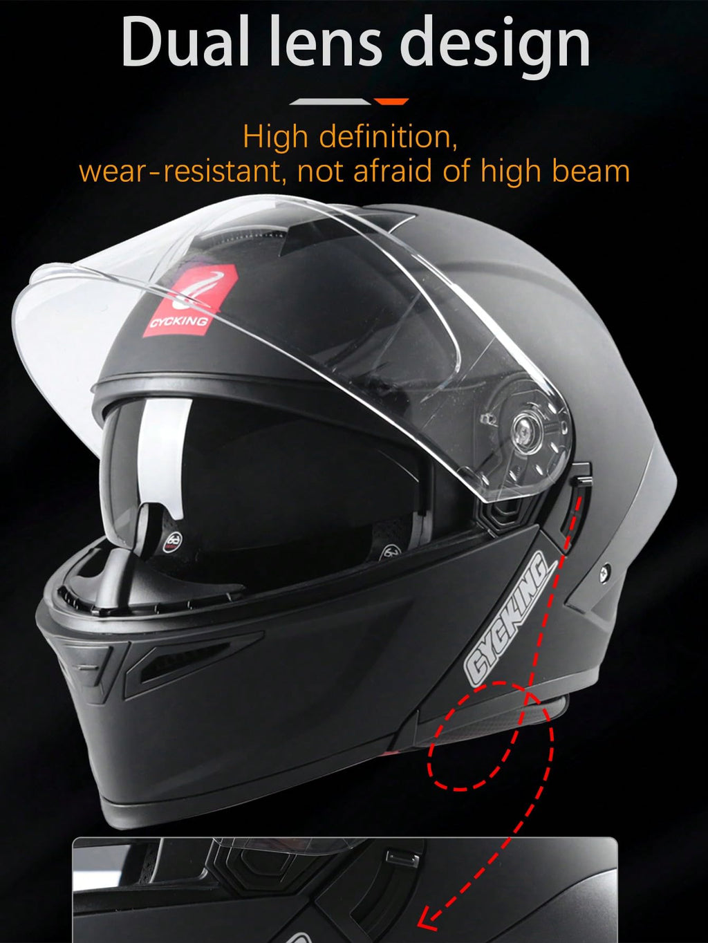 Modular Flip Up Full Face Motorcycle Helmet with Dual Visor F6827