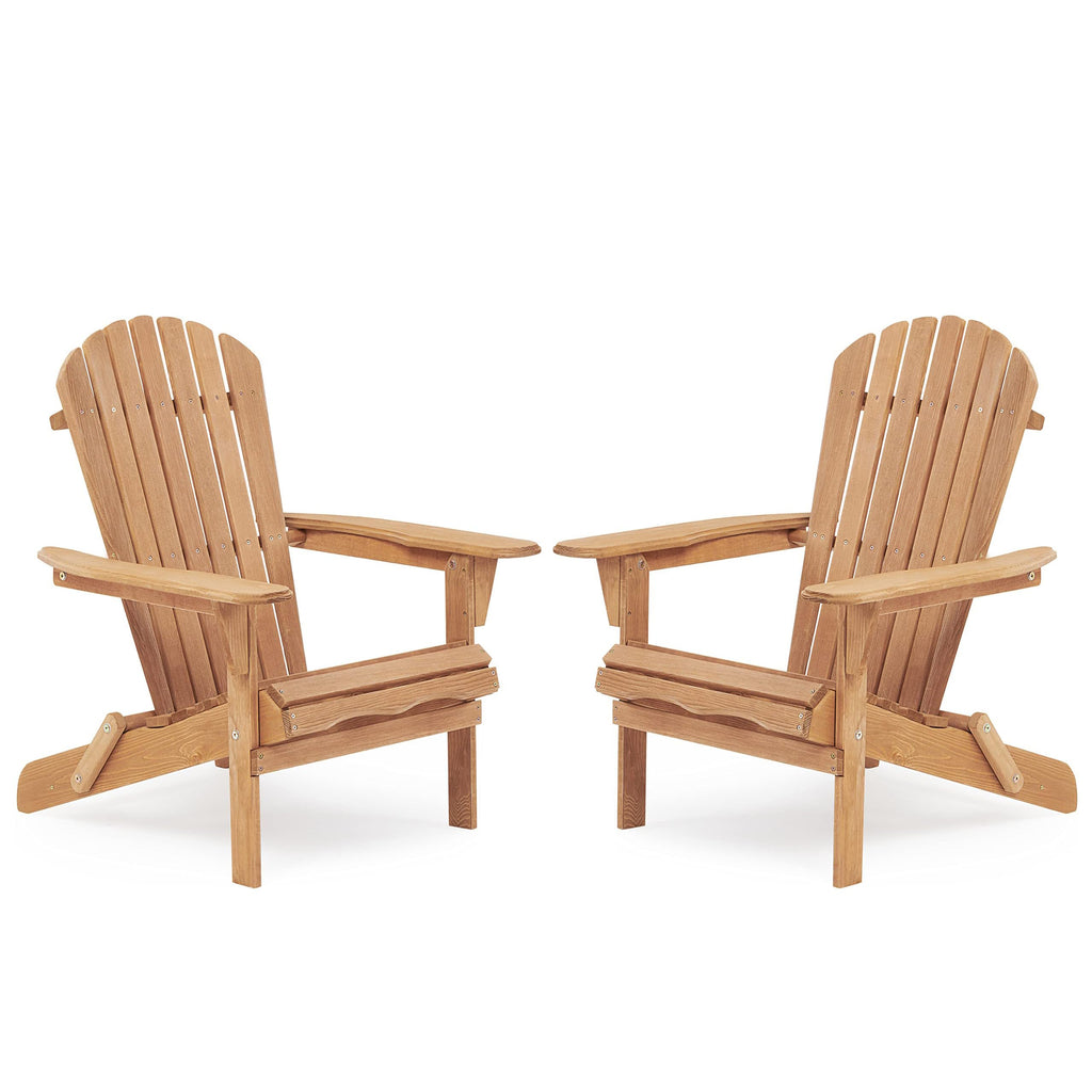 Adirondack Chair Set of 2 Wooden Folding Outdoor Chair J2783