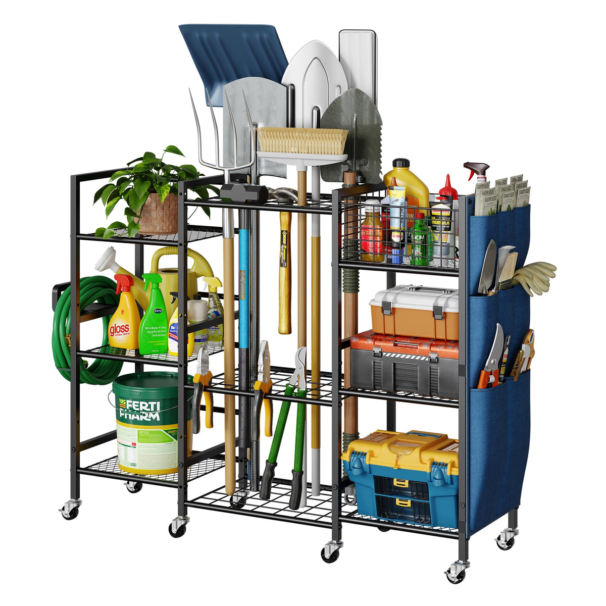 3-Sided Garden Tool Organizer with Wheels Q504658