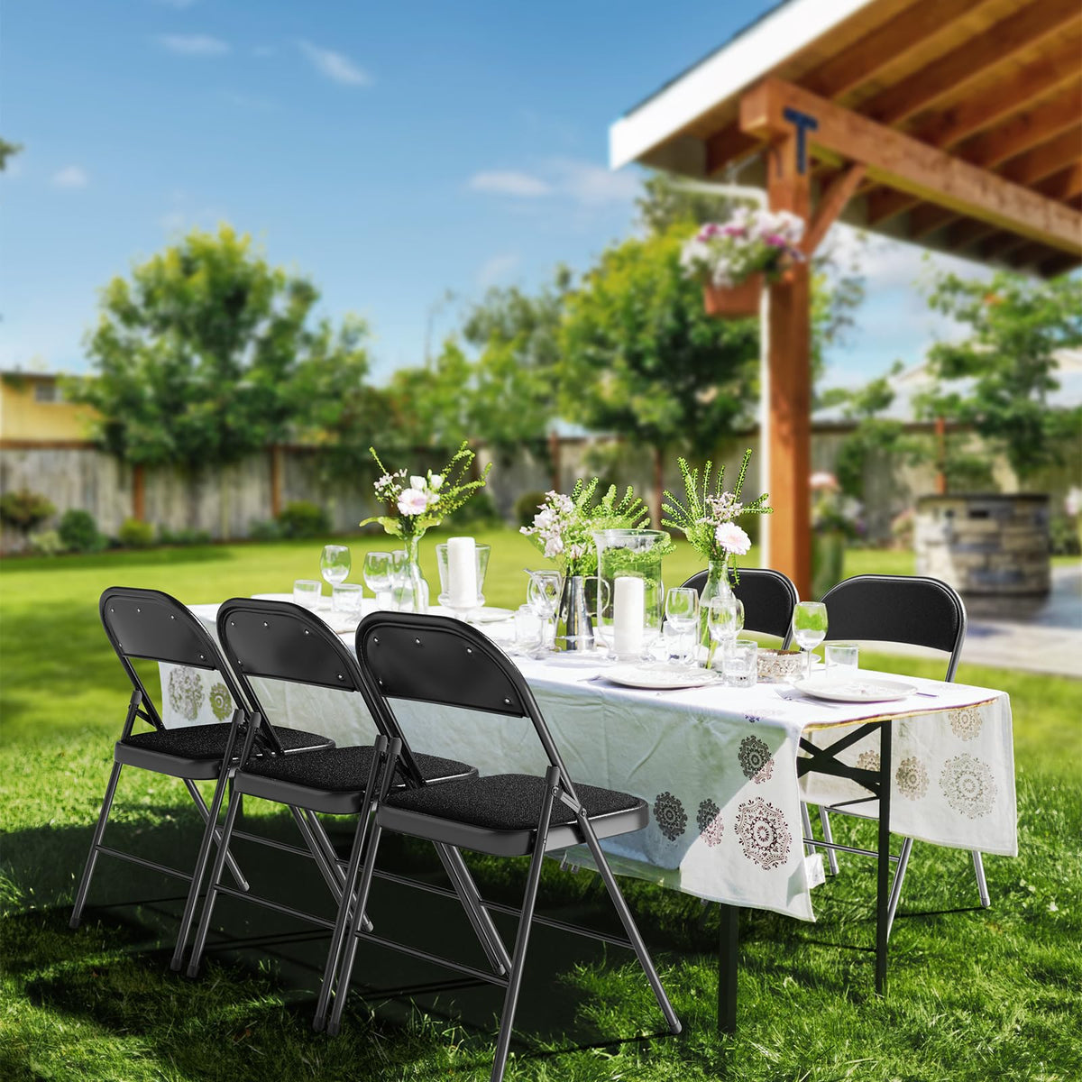 Black Fabric Padded Folding Chairs 10 Pack Z3594