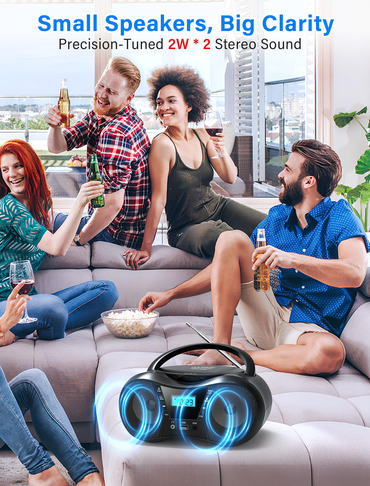Portable Boombox CD Player with Bluetooth I187