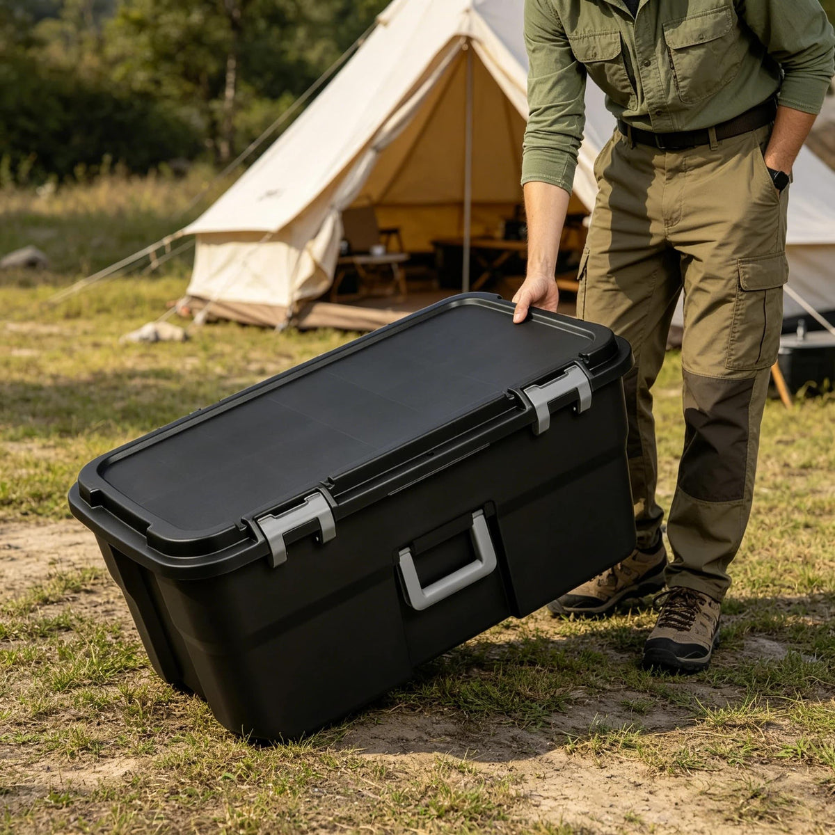 22 Gallon Black Wheeled Plastic Storage Trunk V967645