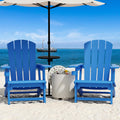 Klein Blue Plastic Adirondack Chairs Set of 2 with Cup Holder V16334