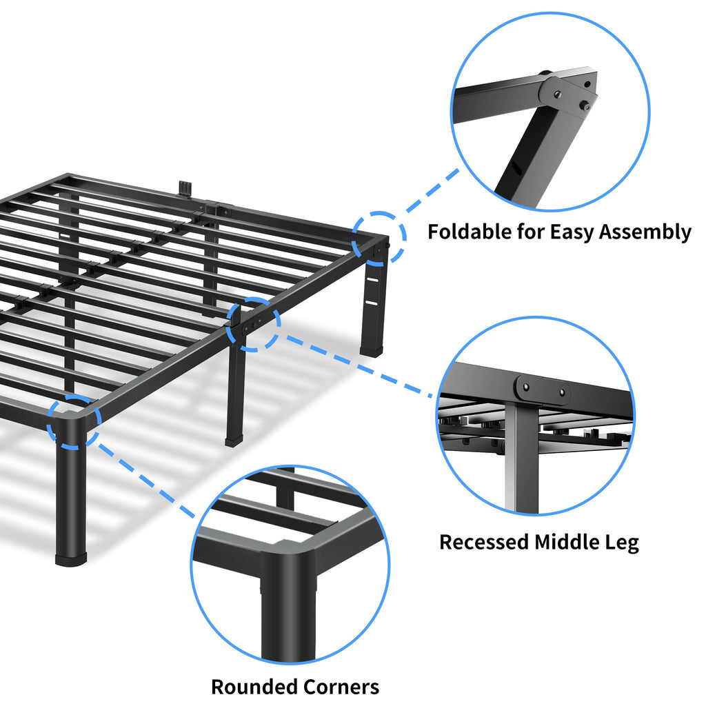 18 Inch Queen Bed Frame with Round Corners F5201