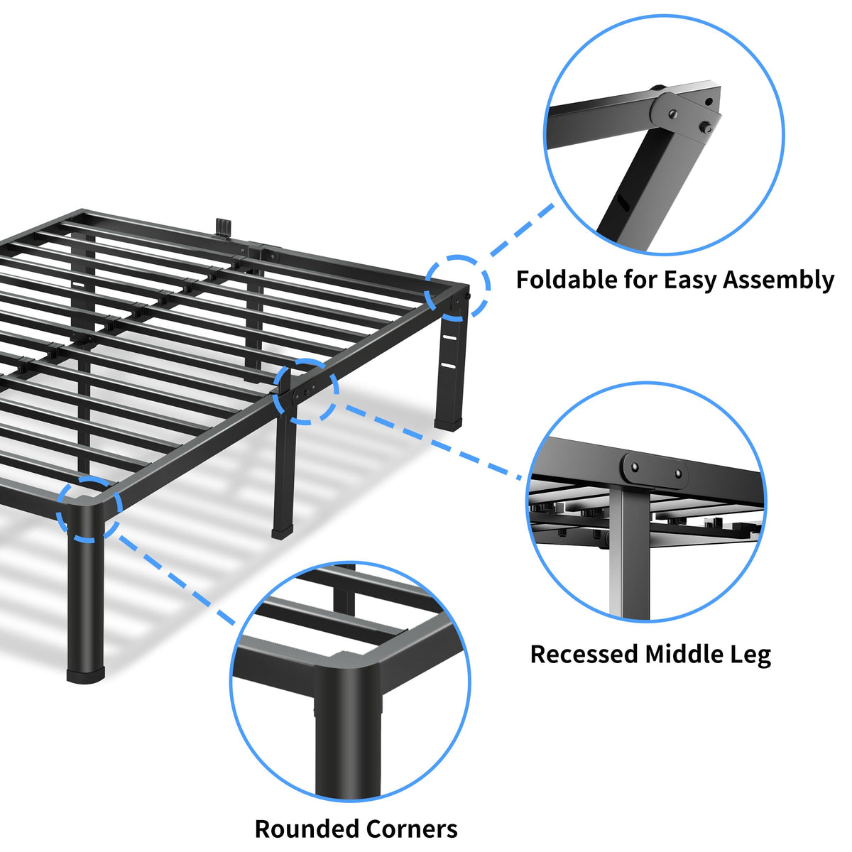 18 Inch Queen Bed Frame with Round Corners F5201