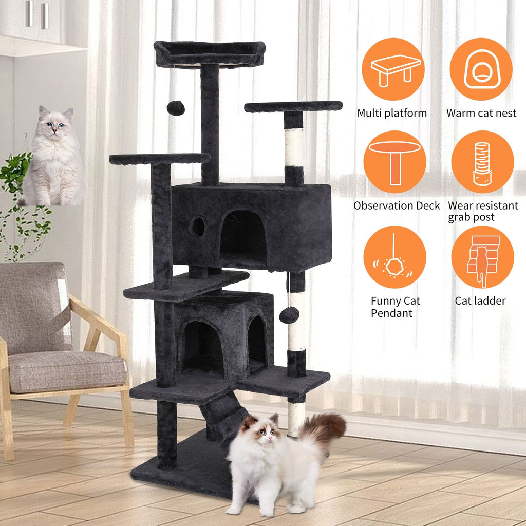 70 Inch Multi-Level Cat Tree with Scratching Post, Condo, Plush Perch I211389