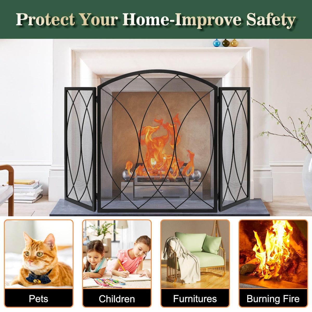 Wrought Iron Fireplace Screen T804015