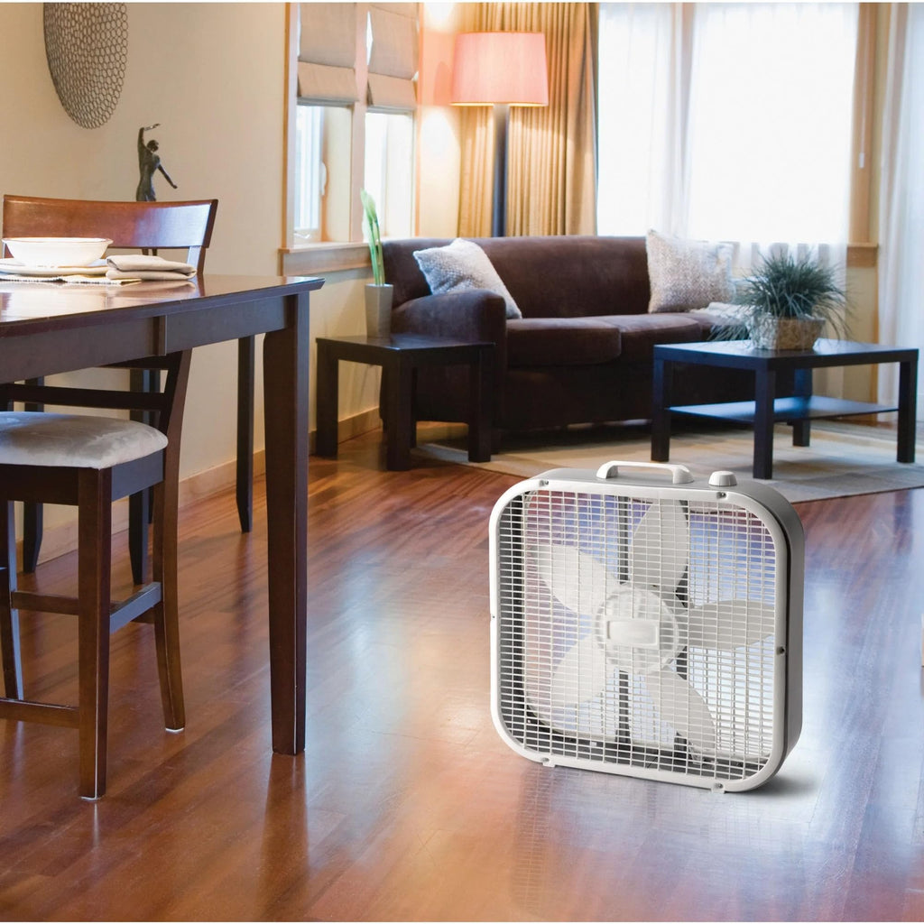 20" Classic Box Fan with Weather-Resistant Motor, 3 Speeds, 22.5" H (White) X249