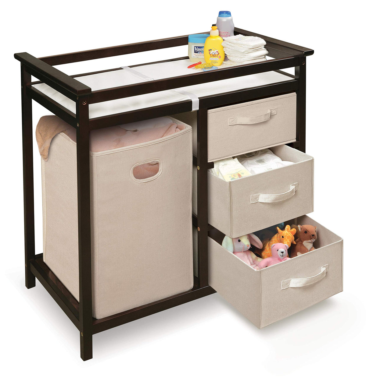 Baby Changing Table with Laundry Hamper and 3 Storage Drawers B89970