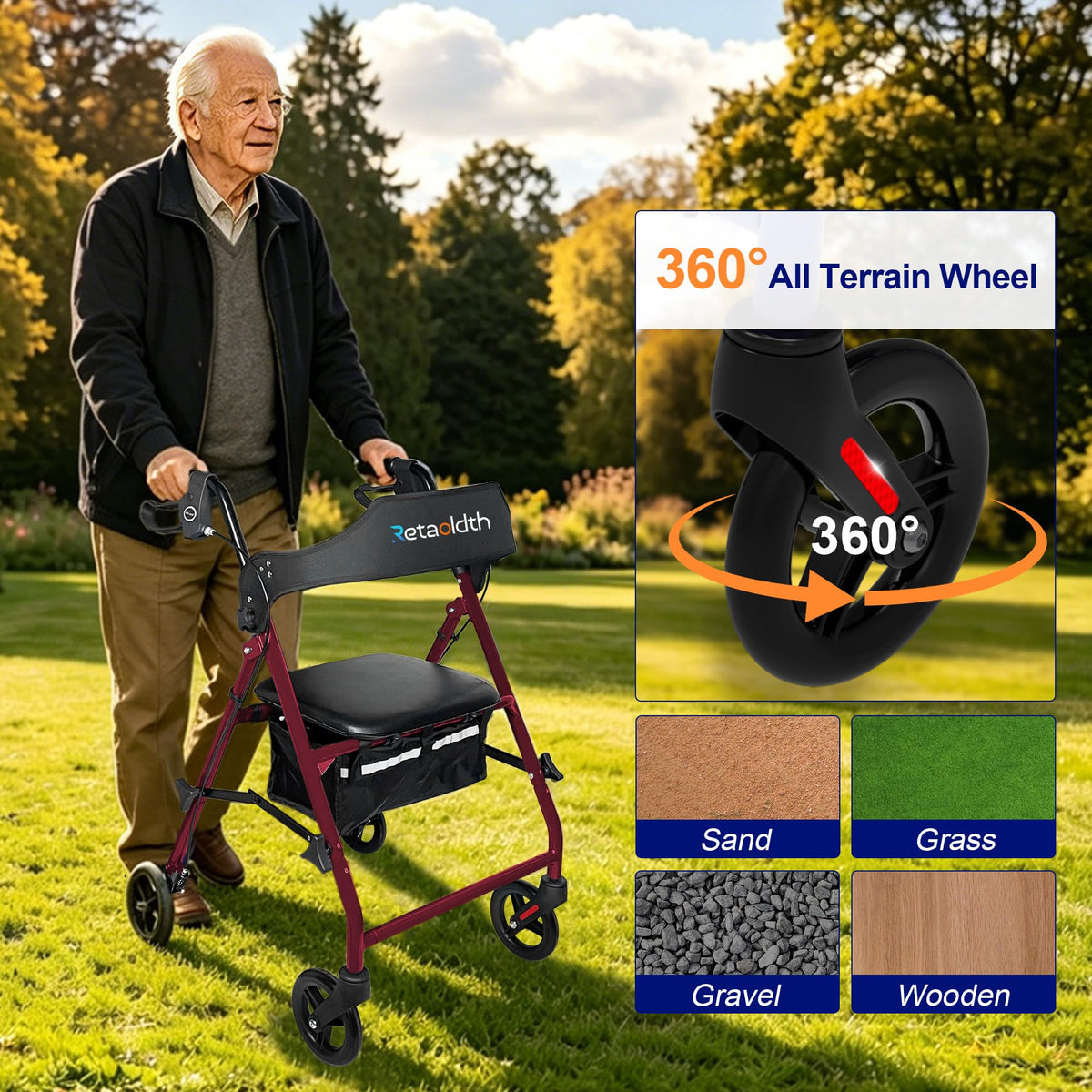 Foldable Rollator Walker with Seat R79224