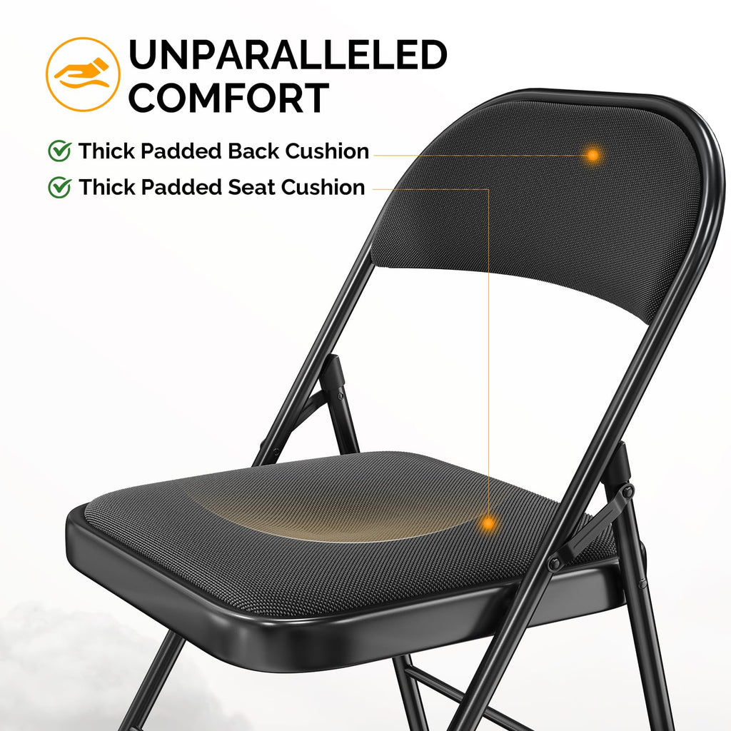 Black Fabric Padded Folding Chairs 10 Pack Z3594