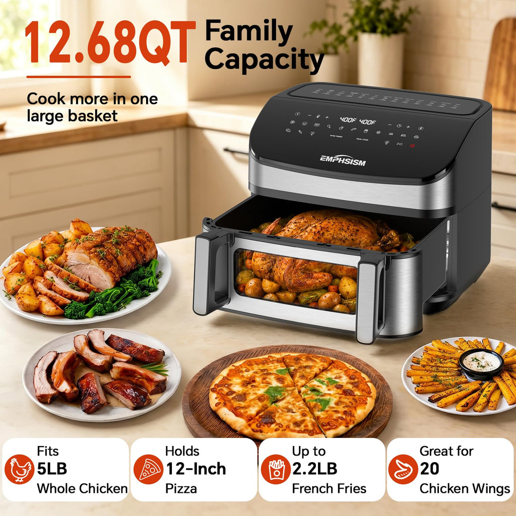 12QT Dual Zone Air Fryer with Viewing Window H9963