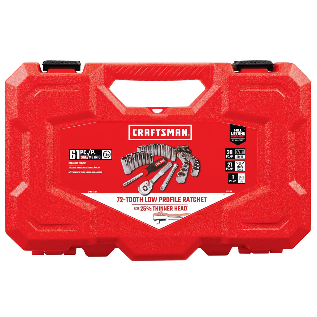 Mechanics Tool Set, 3/8 Inch Drive, 61 Piece V124
