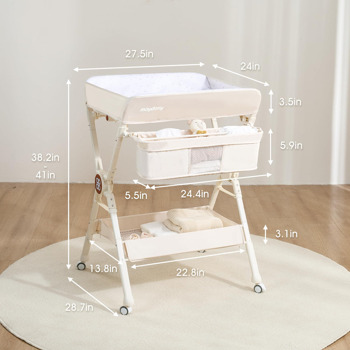 Portable Foldable Baby Changing Table on Wheels N651479