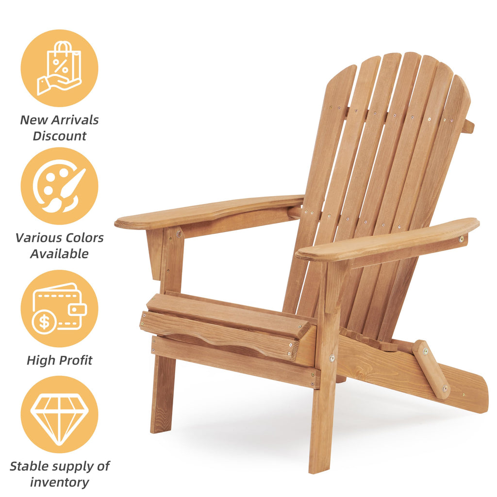 Adirondack Chair Set of 2 Wooden Folding Outdoor Chair J2783