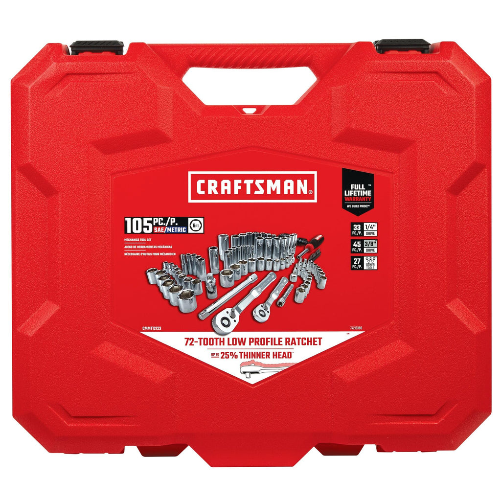 105 Pcs Standard and Metric Mechanics Tool Set with Case Y2635