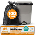 Heavy Duty Black 40-45 Gallon Trash Bags 100-Count O58326