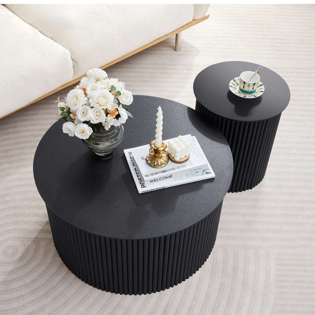Fluted Round Nesting Coffee Table Set of 2 B980815