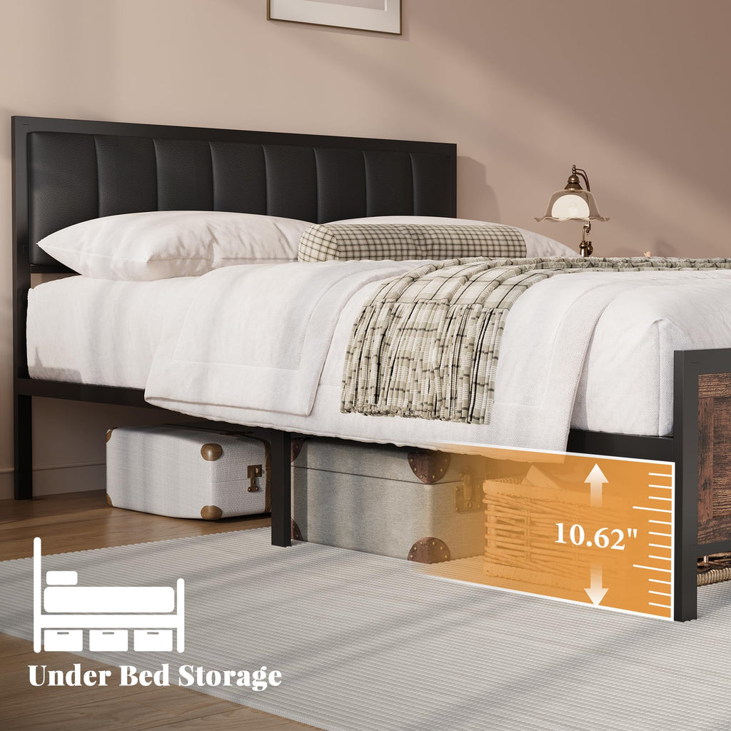 Full Size Metal Bed Frame with Headboard and Footboard Q4173