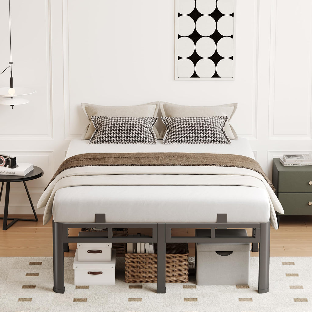 Queen 18 Inch Tall Metal Platform Bed Frame W3265