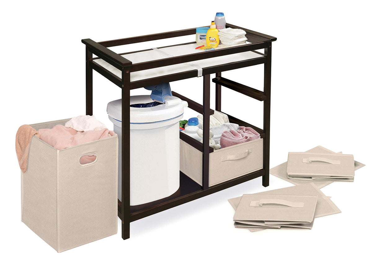 Baby Changing Table with Laundry Hamper and 3 Storage Drawers B89970
