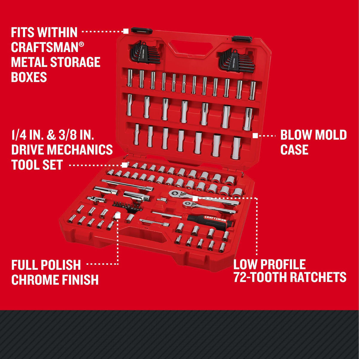105 Pcs Standard and Metric Mechanics Tool Set with Case Y2635