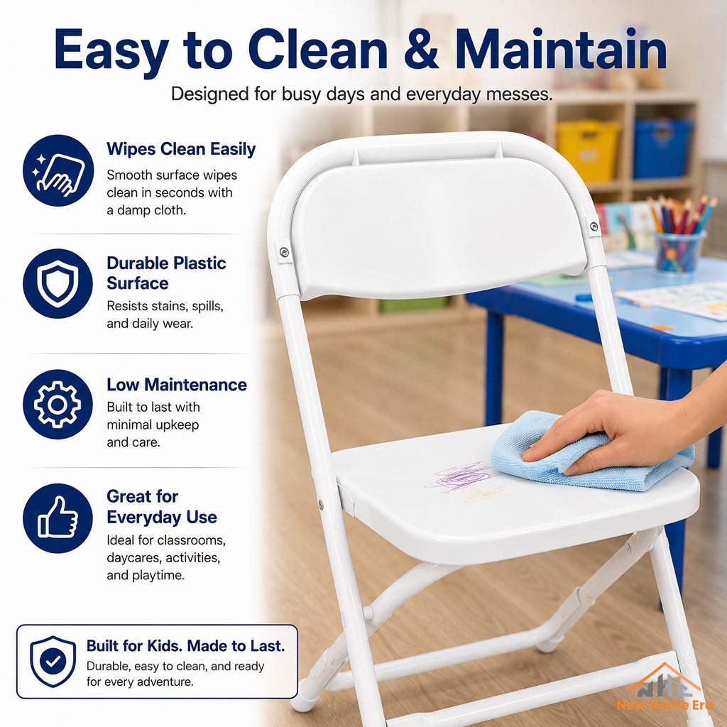 White Kids Plastic Folding Chair with Steel Frame J85137
